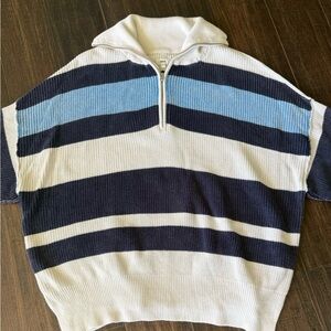 Aerie Navy and Light Blue Striped Sweater